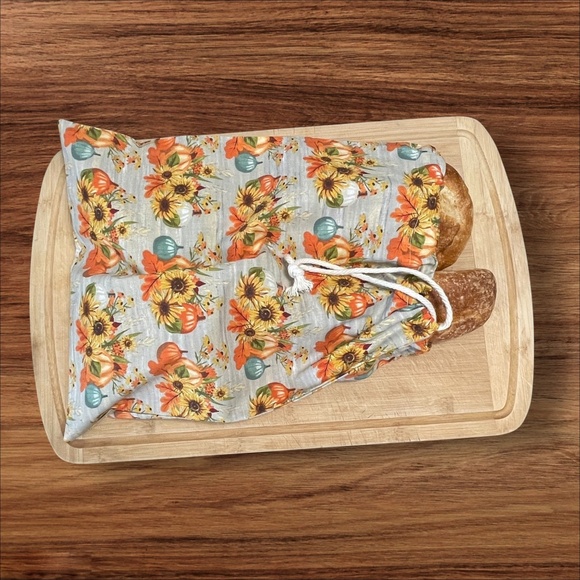 Thanksgiving Handmade Cotton Bread Bag + FREE Mason Jar Bonnet Included - Picture 6 of 12